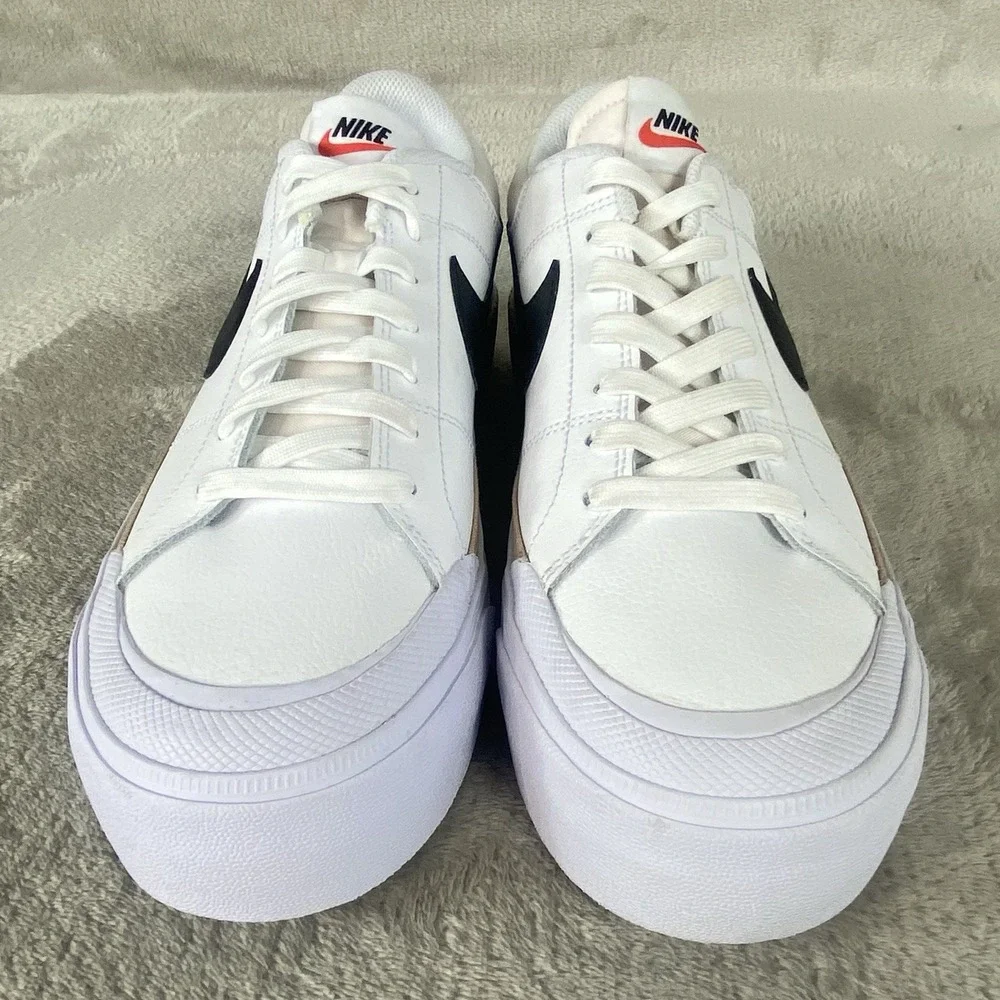 Nike Court Legacy Lift Shoes Womens Size 11 White Black Leather Sneakers NEW